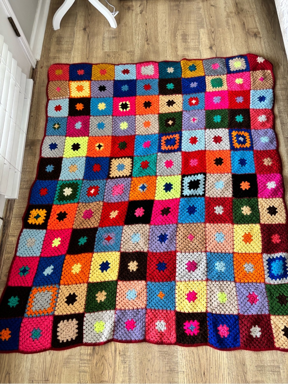 Vintage Granny Square blanket throw 49x57 Colorful and well made
